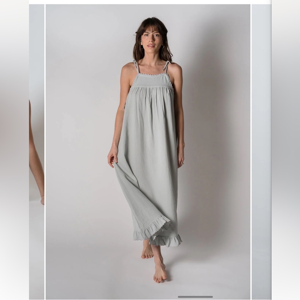 Women's Cotton Maxi Chemise with Ruffle Hem